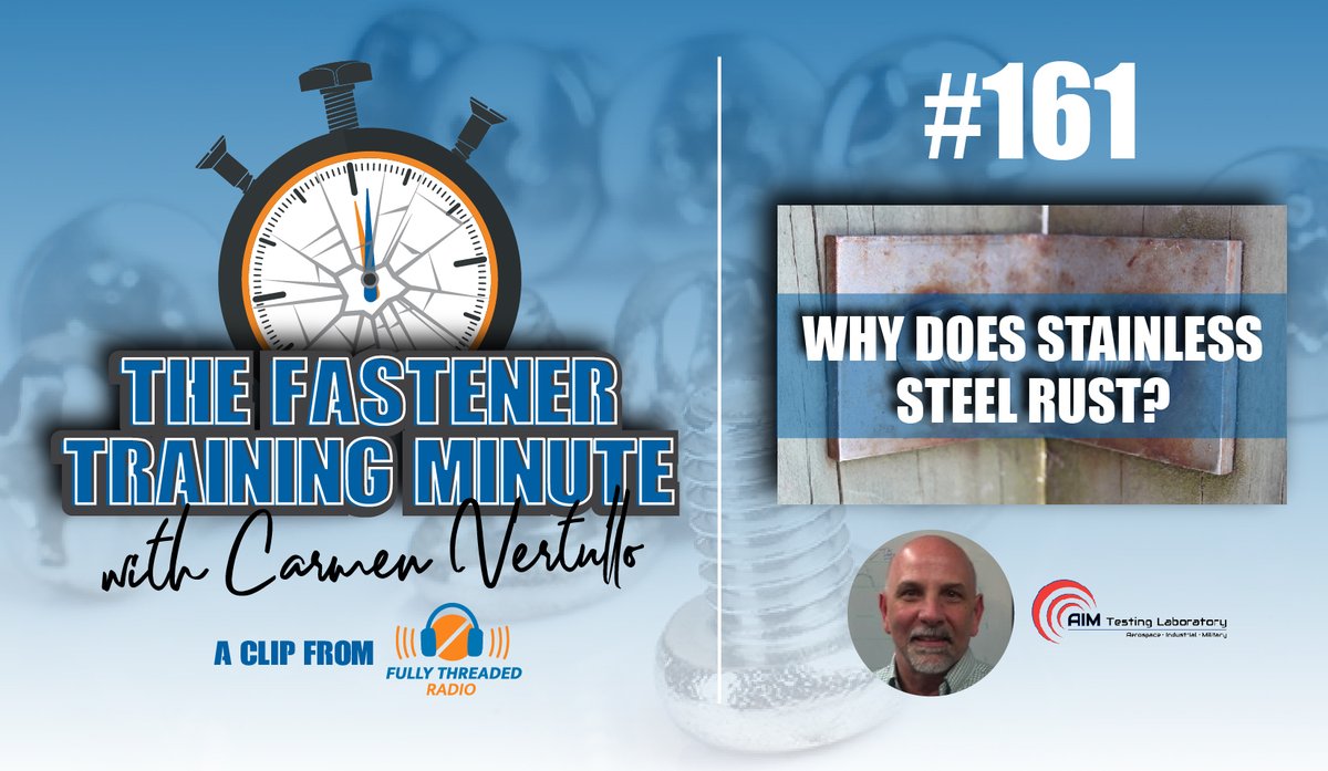 SourceFasteners's tweet image. Check out the run down of the Fastener Training Minute from the latest episode of @FullyThreaded Radio! Carmen Vertullo talks about the effects of passivation. ow.ly/CXYq50DVg7s #fasteners #stainless #rust #fastenertraining
