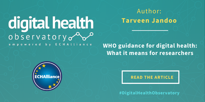 ECHAlliance's tweet photo. #Digitalhealthobservatory 🔖
Read the latest article "WHO guidance for digital health: What it means for researchers" (author: Tarveen Jandoo) published by @SAGEJournals
▶️https://t.co/odKarN2ks4
#Digitalhealth #guidelines #WHO #safety @WHO https://t.co/6w27fG7j4f
