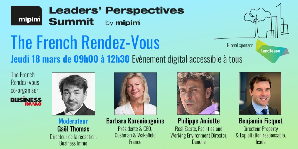 MIPIMWorld's tweet photo. Venez échanger avec les grands leaders français de l’industrie immobilière. Digital, gratuit, et accessible à tous. The French Rendez-Vous est co-organisé par @businessimmo lors du Leaders' Perspectives Summit de #MIPIM, du 16 au 18 mars. 

Plus d'infos: https://t.co/mzijHbOHGN https://t.co/eqpRFAVB3i