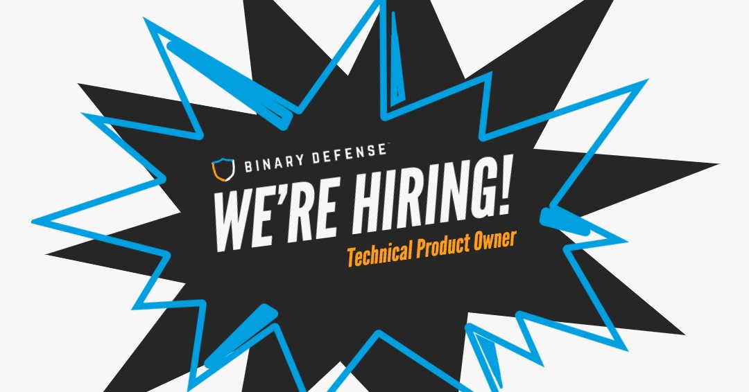 Binary_Defense's tweet photo. We're #hiring a Technical Product Owner to act as voice of the customer while working daily with engineering teams to help scope, structure, refine, and execute product deliverables. Apply now: https://t.co/09C7ORbsKm 

#InfoSecJobs #CybersecurityJobs #TechnicalProductOwner https://t.co/43YHNkZpcM
