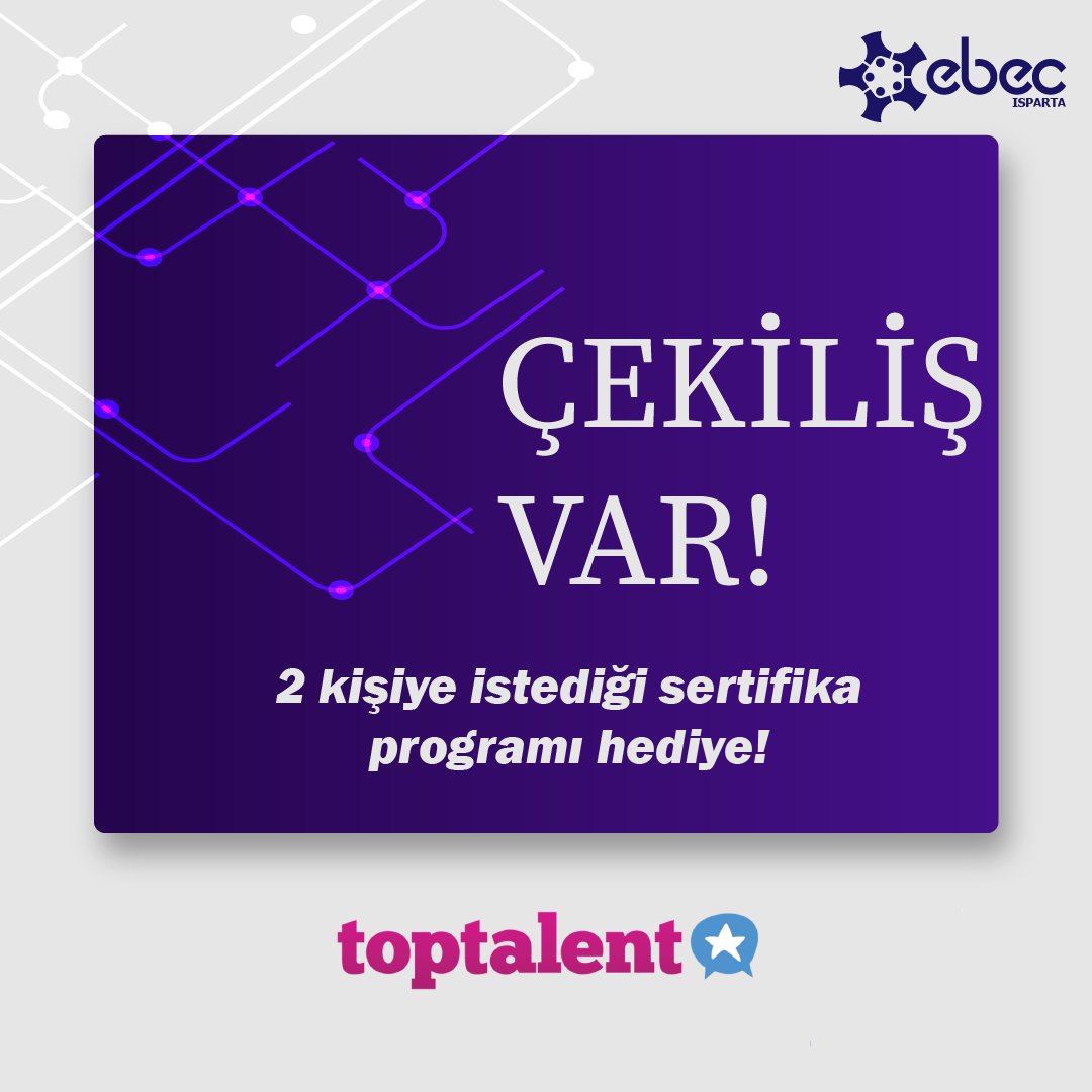 BEST Isparta ile Toptalent Business Shcool iş birliği ile 2 şanslı kişiye ToptalntI'den geçerli istediği eğitim hediye!🥳

Çekilişi kazanmak için instagram.com/p/CMPk47wrZaL/… linkine giderek postun altındakileri yapmanız yeterli.

Son katılım tarihi 17.03.2021 Sakın Kaçırma!✨