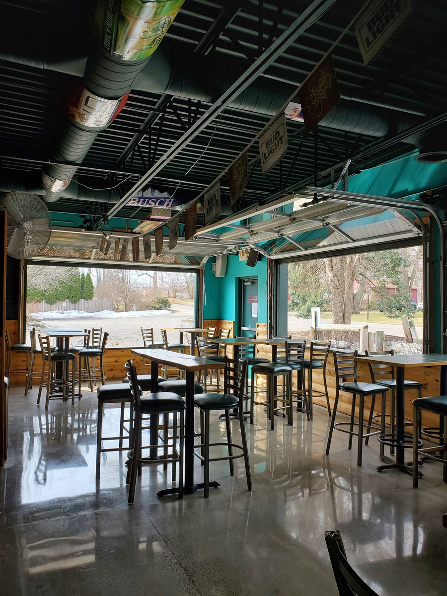 GARAGE DOORS OPEN!!!! Enjoy your food and beverages in the fresh air!!