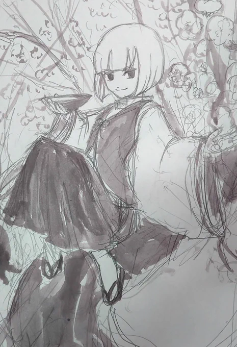 ラフ(2) 華やぎのあるイラストを目指したい #落書き