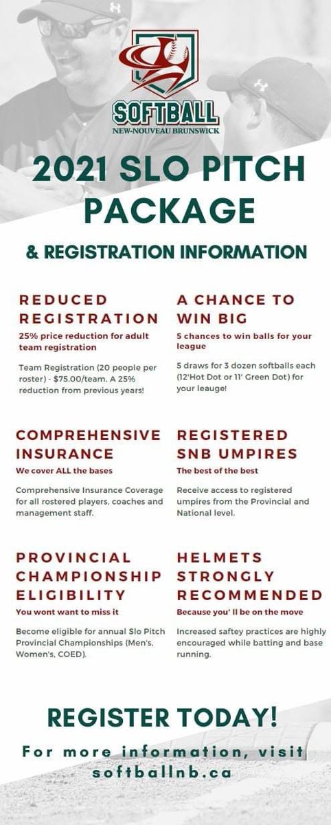 SNB 2021 Major (Adult) Slo Pitch, Fastpitch, and Orthodox Registration is  now live! facebook.com/210596526327/p…