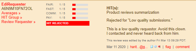 sarinmt's tweet photo. while i support the sentiment behind this, i will never fund turkopticon as long as it supports the trashing of the reputation of legitimate, well-paying requesters by the multitude of workers who will lie to help theirselves at any cost https://t.co/fE3DsDFgNl https://t.co/2VpIMRPdbQ