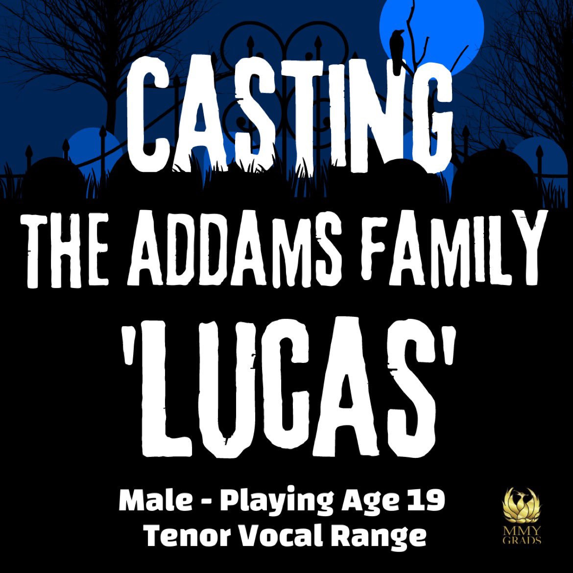 <a href="/MMYGrads/">MMY Grads</a> are casting the role of Lucas in our Autumn production of 'The Addams Family' musical. 19+ male with a tenor vocal range. info@manchestermusicalyouth.co.uk #amateurtheatre #musicals #manchester #AddamsFamily