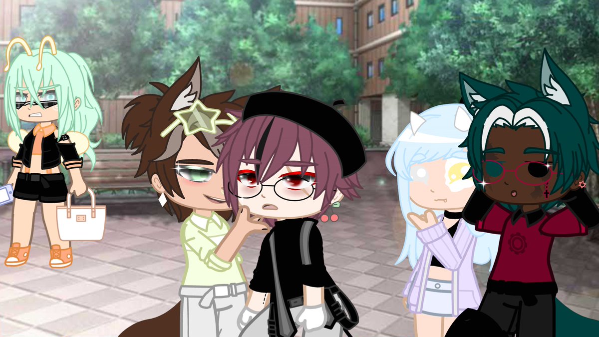 bugyifalo's tweet photo. Before and after of some characters from a series i had but never finished- 
• Rachel (back)
• Paxton (Brown hair)
• Kale (Red eyes) 
• Aurora (White horns)
• Remi (Far right)
#GachaClub #RemadeOcs https://t.co/T4JqNx37kn