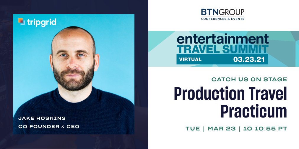 Tripgrid's tweet photo. In less than two weeks, Tripgrid's CEO Jake Hoskins takes to the virtual stage at the @btnonline Entertainment Travel Summit!

https://t.co/HQpycfm6ZT

#EntertainmentTravel #BusinessTravel #TravelTechnology #ETSVirtual https://t.co/YvAae7szev