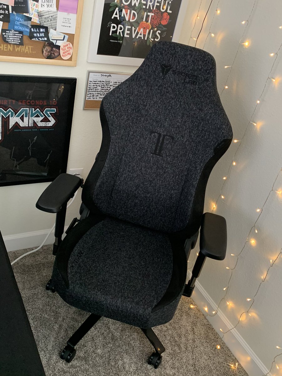 JulesC219's tweet photo. Floored by the shipping speed and quality of my new office chair. No more shifting and squirming to get comfortable. I actually love sitting all day in this. Who says that?! @secretlabchairs #secretlab https://t.co/a5RqkD5Zlc