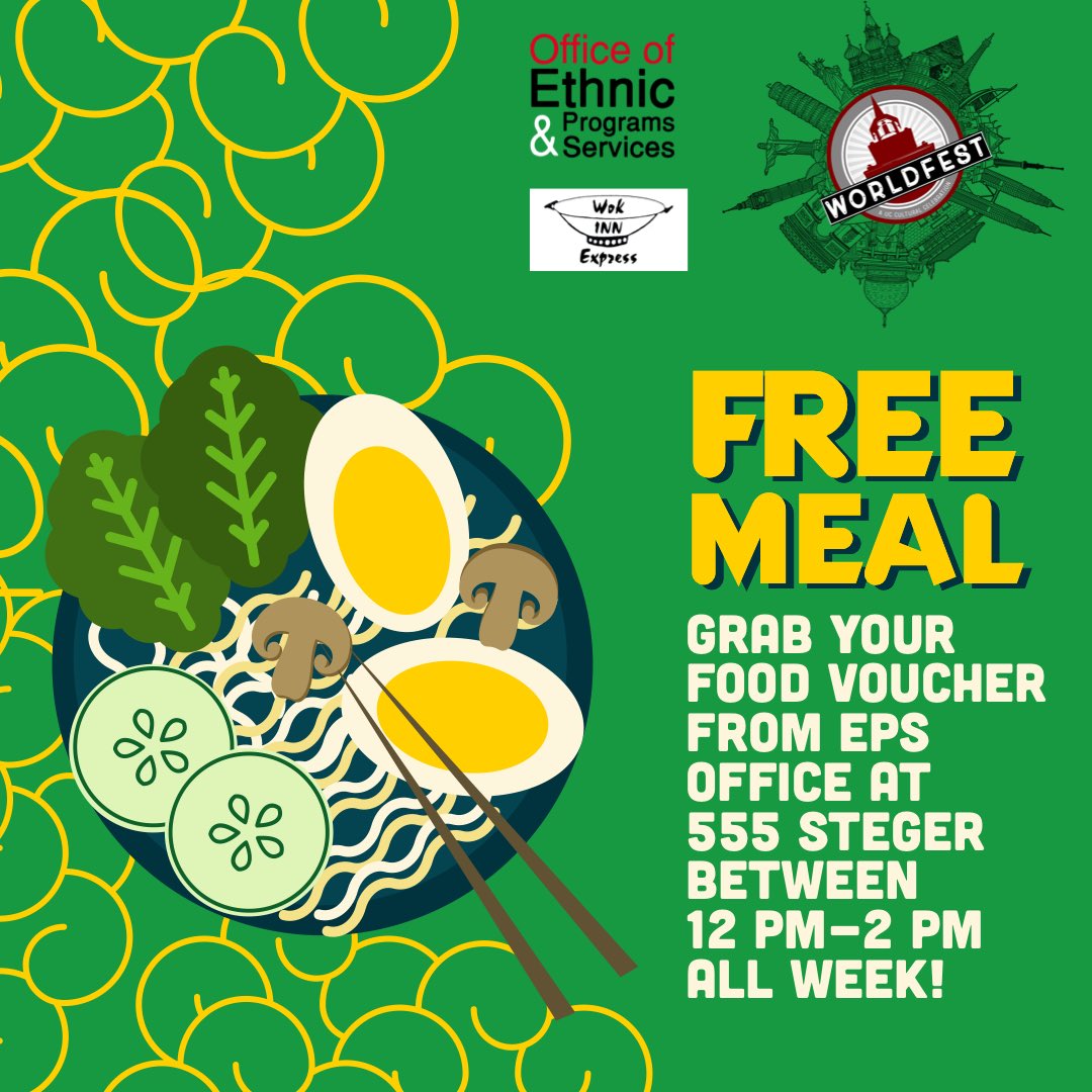 GIVEAWAY #5: 
Wok Inn Express Free Meal voucher
Grab your FREE food voucher from our office all week from 12-2PM!! 
Follow us to see more updates and giveaways!!!
.
#WorldFest2021 #UCUs #WF2021