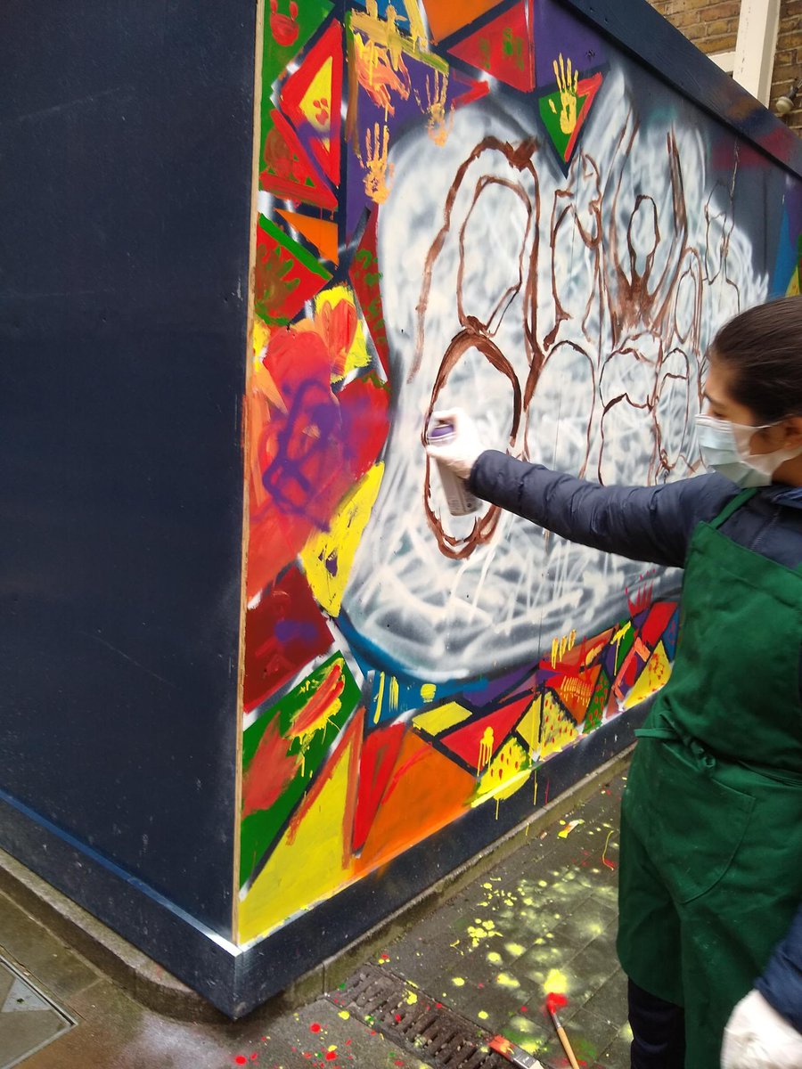 HabsBorough's tweet photo. Some Year 8 artists had their lesson with the @theafricacentre today creating a new mural.  What a fantastic opportunity and experience for them.  We cannot wait to see the final piece. 

#HABA #habacurriculum #diversity #community #art #artists #mural #haberdashersadvantage https://t.co/84LXdgSAFW