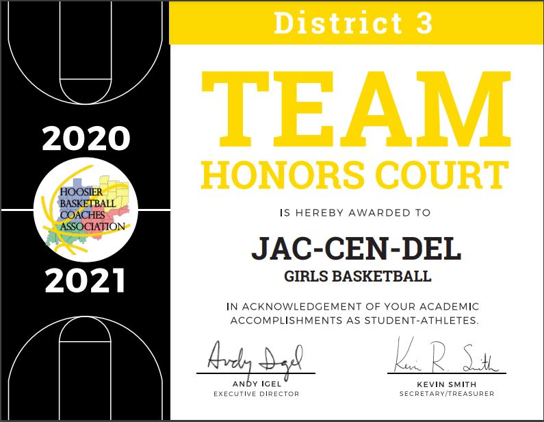 Congratulations to <a href="/JcdBball/">JCDWomensBball</a> on their Team Honors Court recognition for having a team GPA of 3.8! They get things done on the court and in the classroom!
