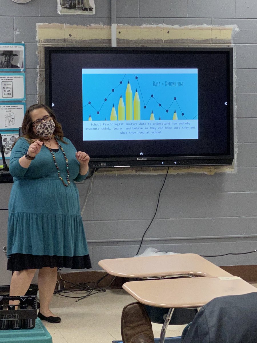 Our district psychologist, <a href="/BowersoxRox/">April Bowersox McClaran</a>, came to discuss math/stats in my Algebra classes today! #thecave #mathiswhereitsat