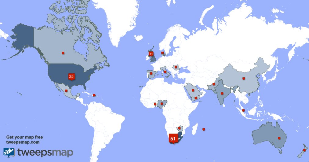 Fataiderz's tweet photo. My followers live in South Africa (52%), USA(25%)... Get your free map: https://t.co/j6A33YD6Av https://t.co/cGWehoZnM9