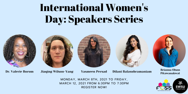 ICYMI: In honour of International Women’s Day, @rcssociety &amp; @RyersonSWSU are hosting a week-long series of events to showcase BIPOC womxn engaged in leadership, activism &amp; social change: bit.ly/3b5My9O #IWD2021