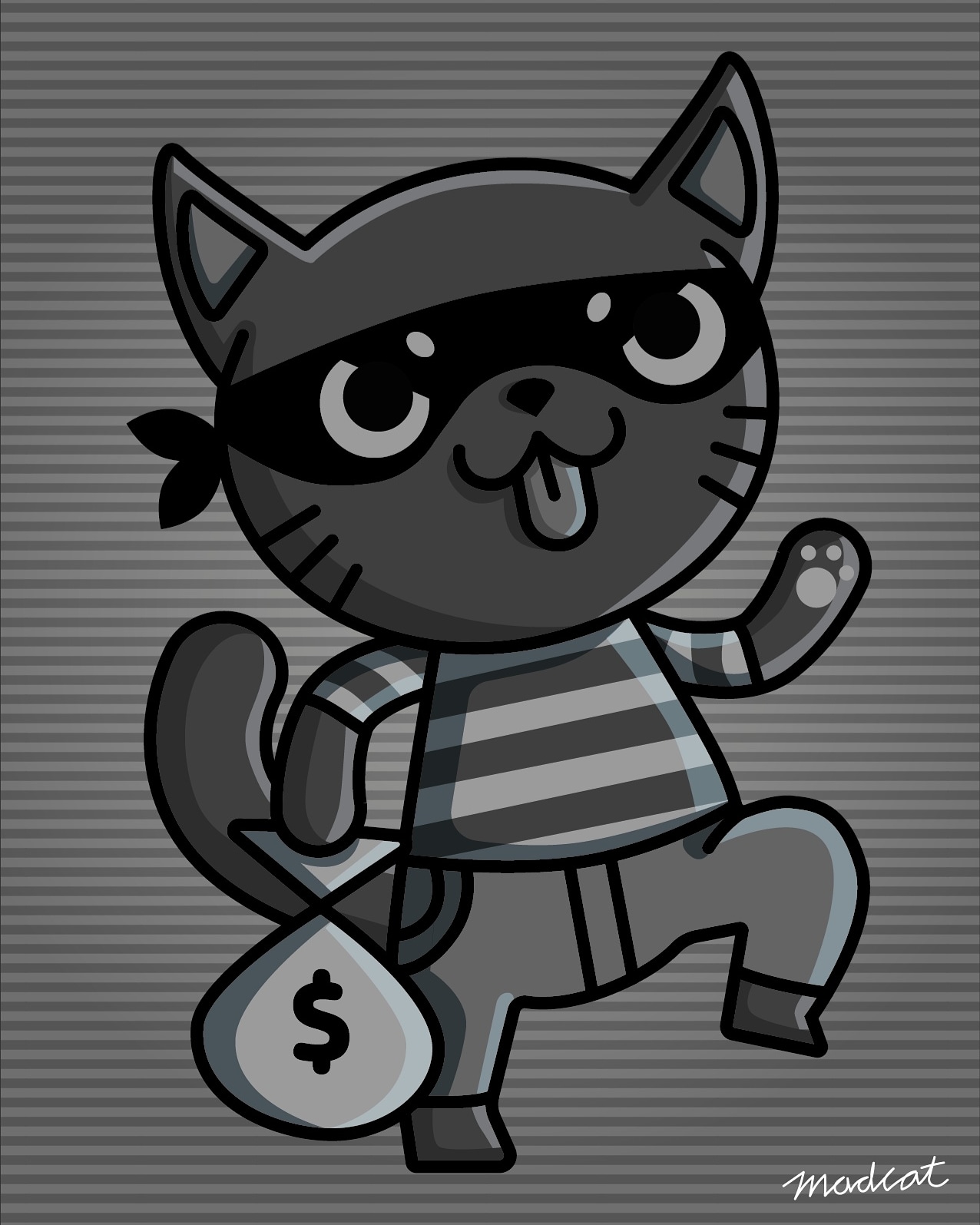 Madcat on X: Thief cat 😼 He is the best bank robber and master of  disguise, police is too busy looking for racoons #thief #cat #cute #gato  #neko #vectorillustration #vectorart #vector #drawing #