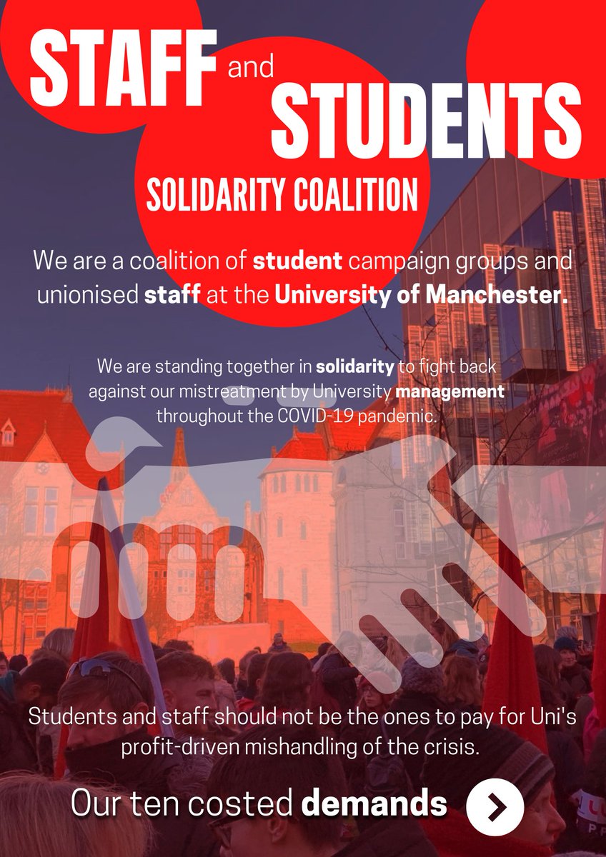 SolidarityUoM's tweet photo. STUDENTS AND STAFF UNITE TO FIGHT FOR FAIR TREATMENT.
📣📣📣 (1/7) https://t.co/y0nr8t4Ieh
