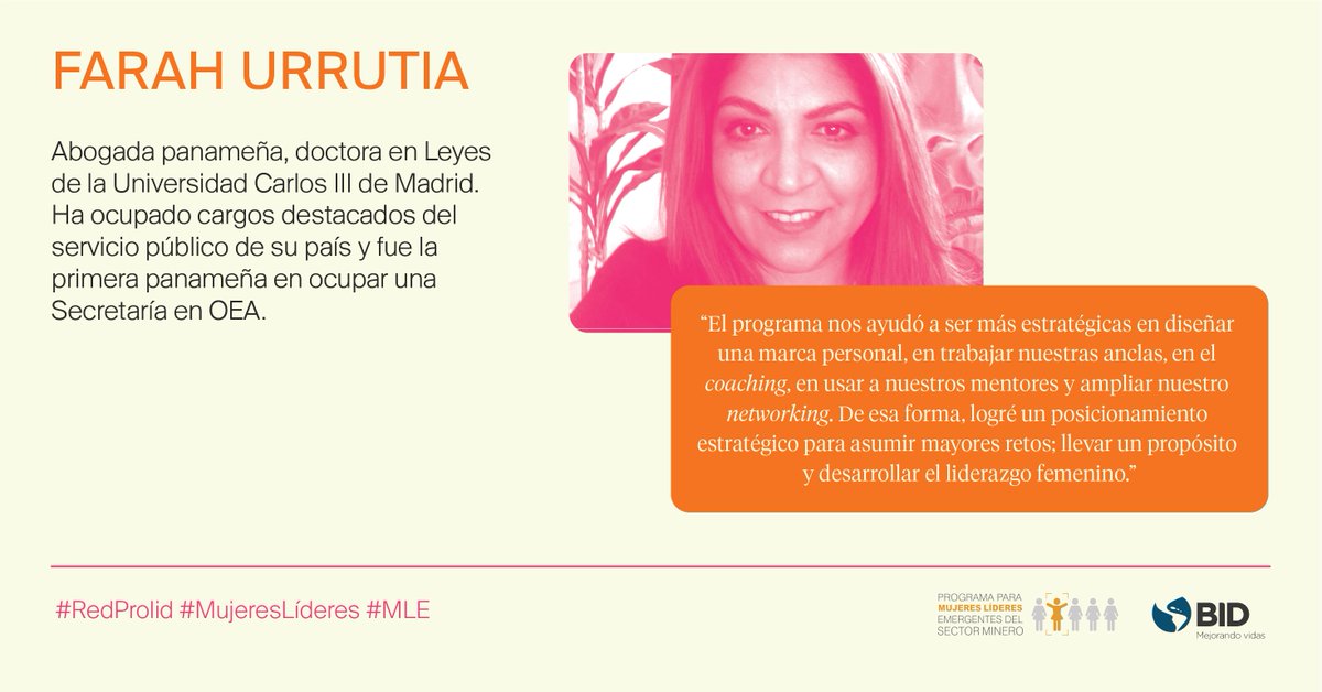 RedPROLID's tweet image. Farah Urrutia, graduada del Programa de Mujeres Líderes Emergentes del Banco Interamericano de Desarrollo, venció sus barreras internas y se convirtió en la primera panameña en ejercer el puesto de Secretaría de Seguridad Multidimensional de la OEA.

#RedPROLID #8m