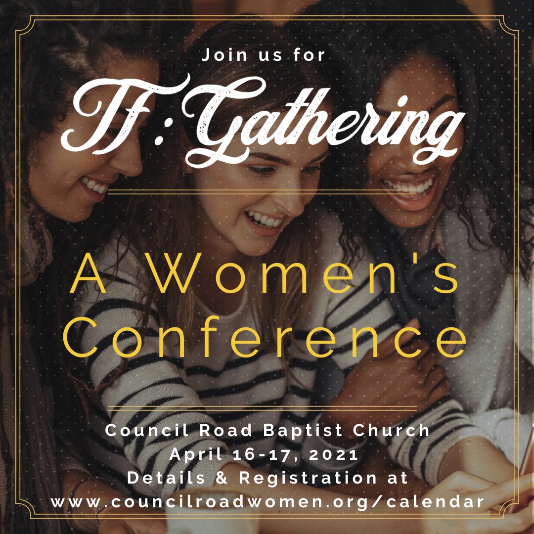 We could all use some inspiration to tap into the hope that is ours, so the CRBC Women's Ministry is excited to host this incredible IF:Gathering event. It is jam packed with some of the best Christian communicators! Go to councilroadwomen.org/calendar for all the details.