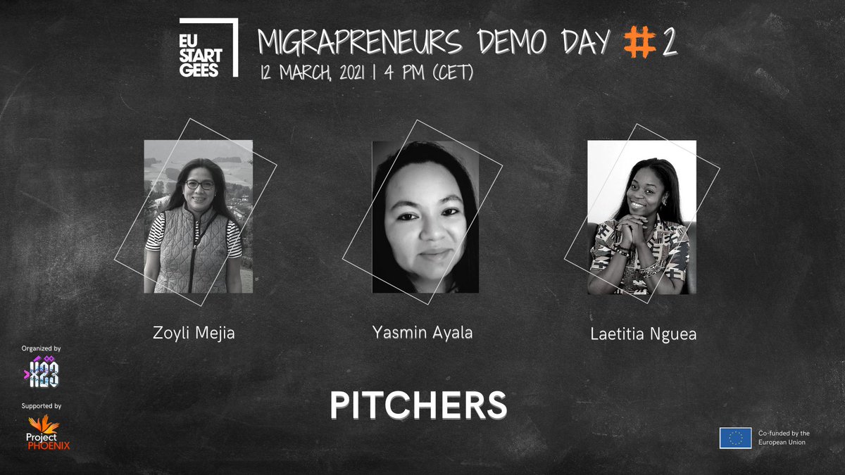 We are very delighted to introduce our brave #pitchers of DEMO DAY #2🎤 Zoily Mejia, Yasmin Ayala, and Laetitia Nguea! To discover more of their stories and business ideas then register now and join us at bit.ly/3c341Pc Check the full post: bit.ly/2OGQsNy