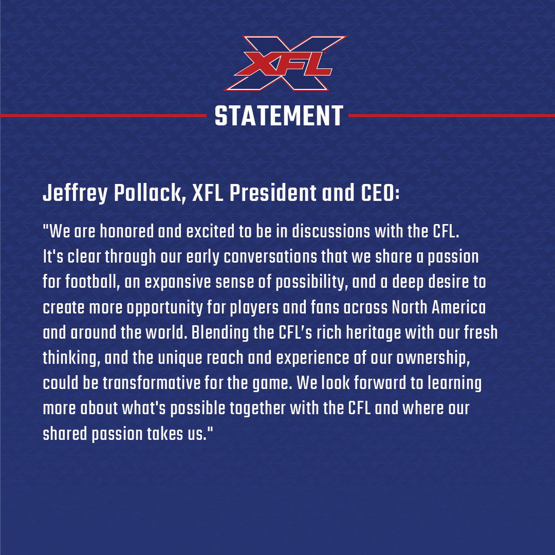 From Jeffrey Pollack, XFL President and CEO: