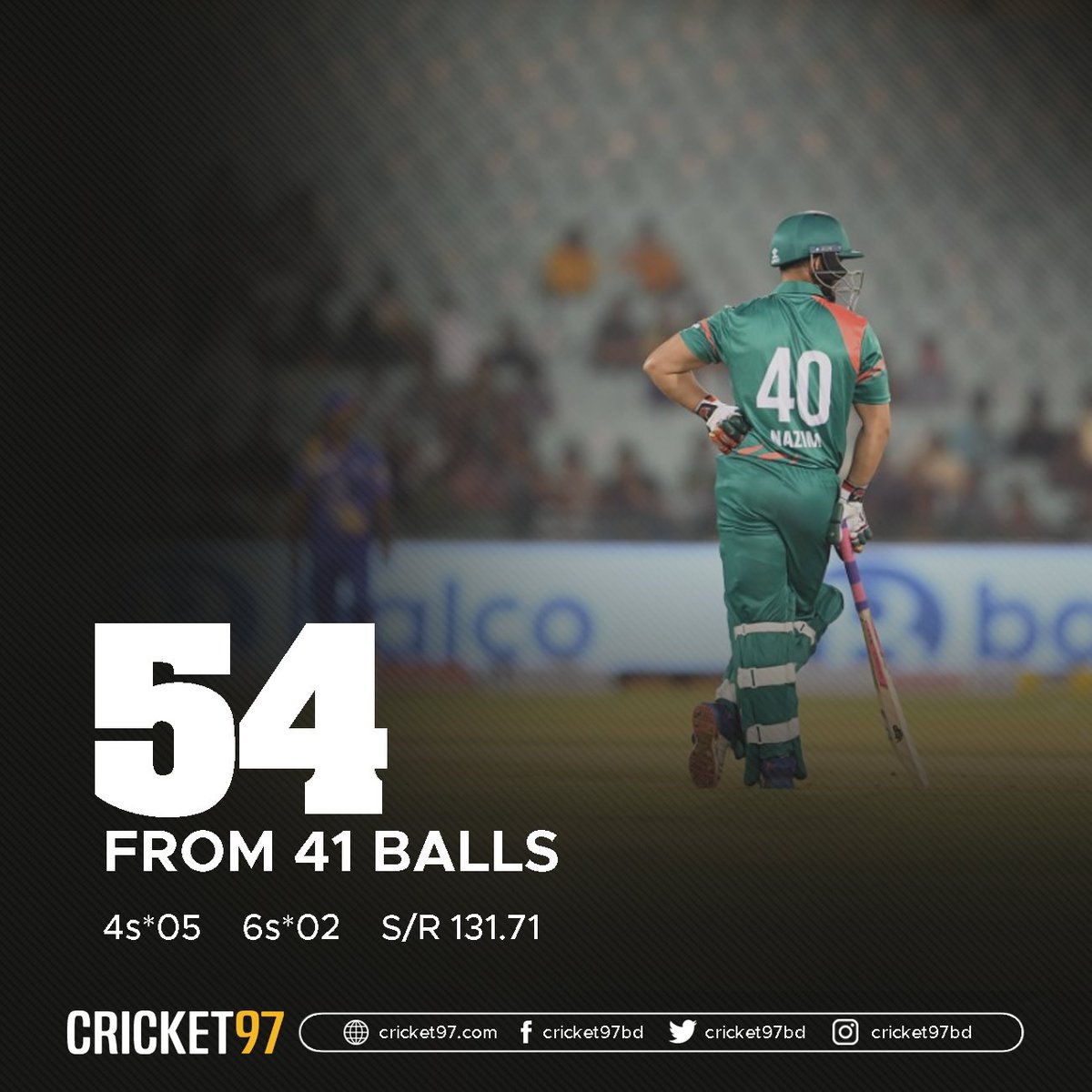 cricket97bd's tweet photo. Good knock from Mohammed Nazimuddin 

#RoadSafetyWorldSeries #BangladeshLegends #SriLankalegends #SALvsBANL https://t.co/FR94u88IKm