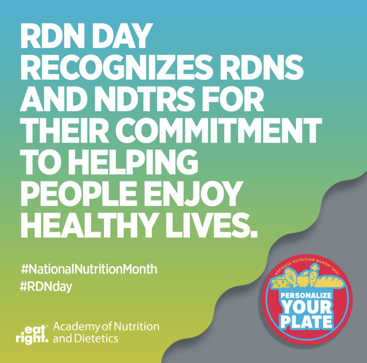Happy Registered Dietitian Nutritionist Day!

Today recognizes both RDNs and nutrition and dietetic technicians, registered (NDTRs). How do you celebrate #RDNday? 

#NNM #NationalNutritionMonth #eatrightPRO #dietitian #RD #nutrition #healthcare #NDTR #eatrightATL #GADA