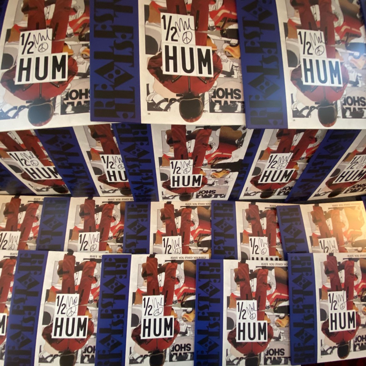 realestateband's tweet image. Low Stock alert! There are fewer than 100 signed copies of Half a Human left, available now as a pre order. And yes, that's the back cover there laid out by @seenstudio. Dig the kind words written by our pal, MV. store.realestatetheband.com