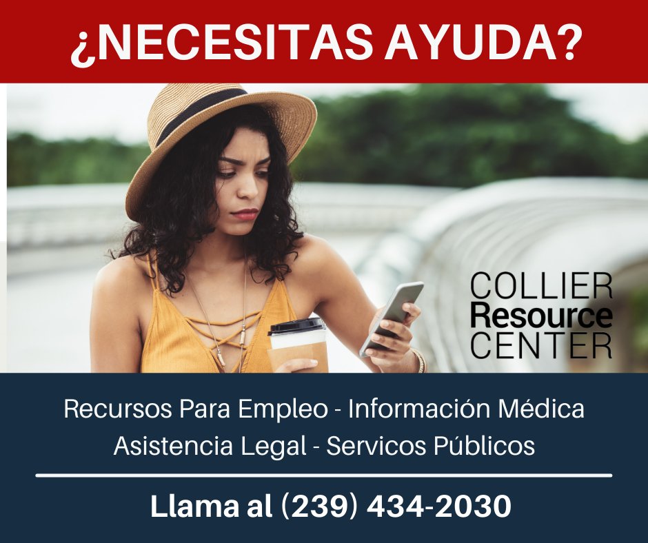 CollierCenter's tweet image. ¿Usted o algún conocido necesita ayuda, el equipo del Centro de Recursos de Collier lo conectará para ayudarle con sus necesidades. Llame al (239) 434-2030. #naplesfl #immokalee #goldengateparksf #swflstrong #colliercounty #naplespark #swfl