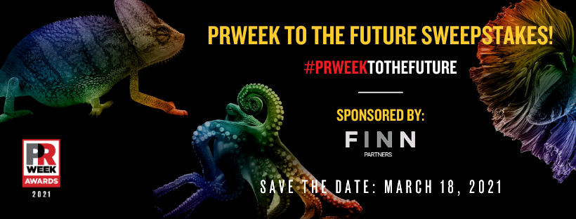 PRWeekUS's tweet photo. Let’s look to the future. What new category would you want to see in NEXT year’s #PRWeekAwards? Comment your answer using the hashtag #PRWeekToTheFuture, for a chance to win a #PRWeek Prize Pack with a $100 gift card and a bottle of champagne! Sponsored by @FinnPartners. https://t.co/gtQOq3vcxq