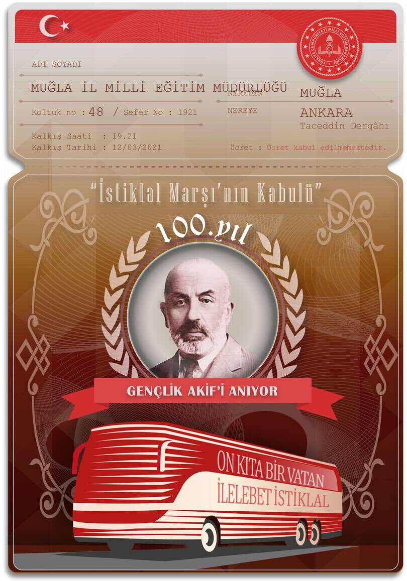 İstiklal Marşı'mızın 💯. yılında, Mehmet Akif Ersoy'un o eşsiz dizeleri kaleme aldığı Taceddin Dergâhı'na hareket için biletimizi aldık.
100 yıl önceki milli ruh, inanç ve coşkuyla.. <a href="/pervin_tore/">Pervin TÖRE</a> 

Buluşmada yerinizi almak için tıklayın👇ogm.eba.gov.tr/mehmetakif
 
#OnKıtaBirVatan