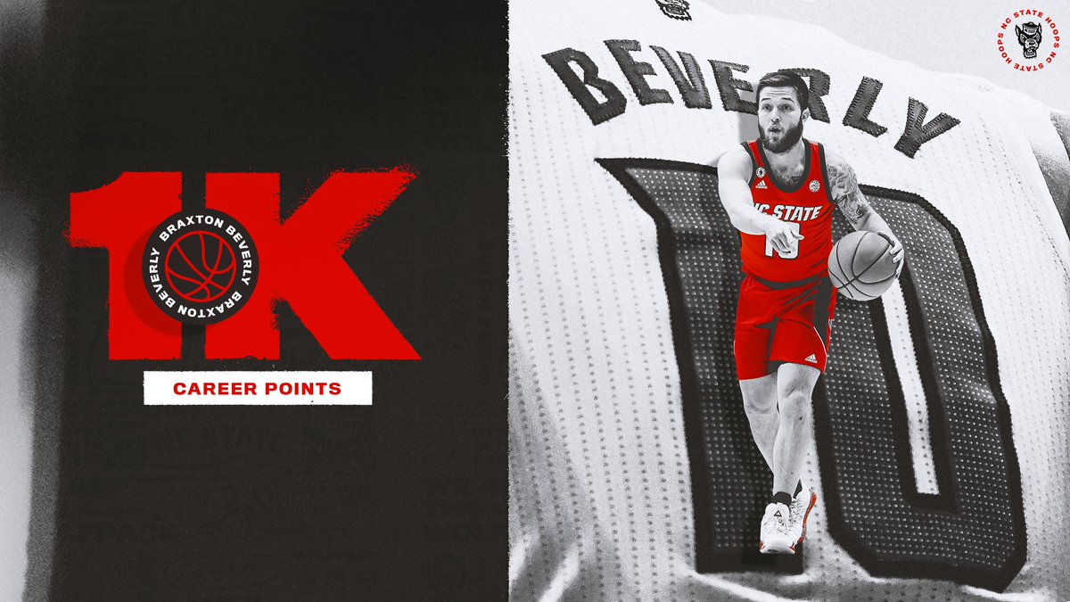 PackMensBball's tweet photo. Welcome to the club, @BBeverly10. 

Beverly is the 54th NC State player to score 1,000 career points! https://t.co/bcGAecEvJu