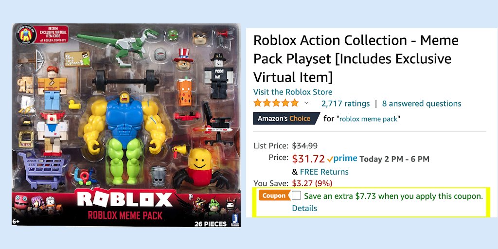 roblox action collection - meme pack playset with Exclusive Virtual Code