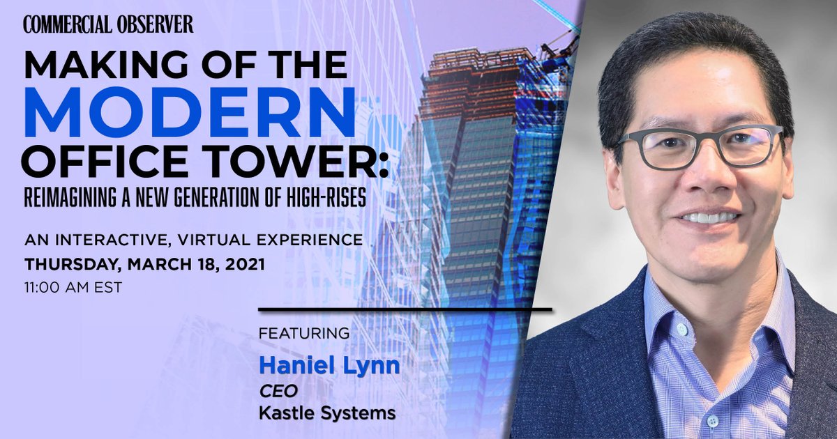 Kastle Systems (@kastlesystems) on Twitter photo Join <a href="/commobserver/">Commercial Observer</a> on March 18th for a virtual discussion on the evolution of development for the modern office tower, featuring Kastle CEO <a href="/HanielLynn/">Haniel Lynn</a>. Learn more on how architects, developers, and more are breaking the mold in new designs. Register: bit.ly/3bvjNn6 Join <a href="/commobserver/">Commercial Observer</a> on March 18th for a virtual discussion on the evolution of development for the modern office tower, featuring Kastle CEO <a href="/HanielLynn/">Haniel Lynn</a>. Learn more on how architects, developers, and more are breaking the mold in new designs. Register: bit.ly/3bvjNn6