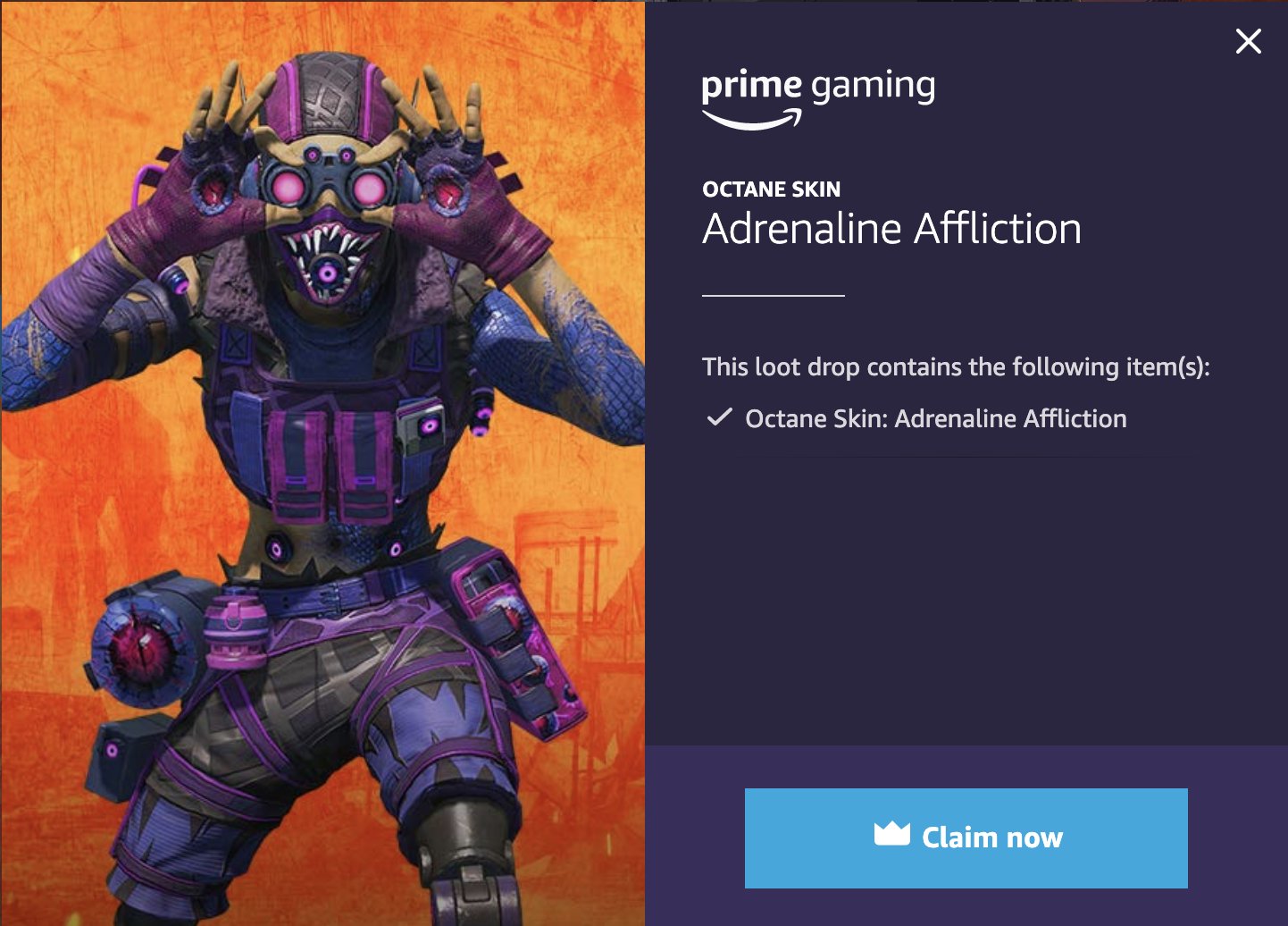 Friendly reminder:prime gaming has new loot for apex (octane