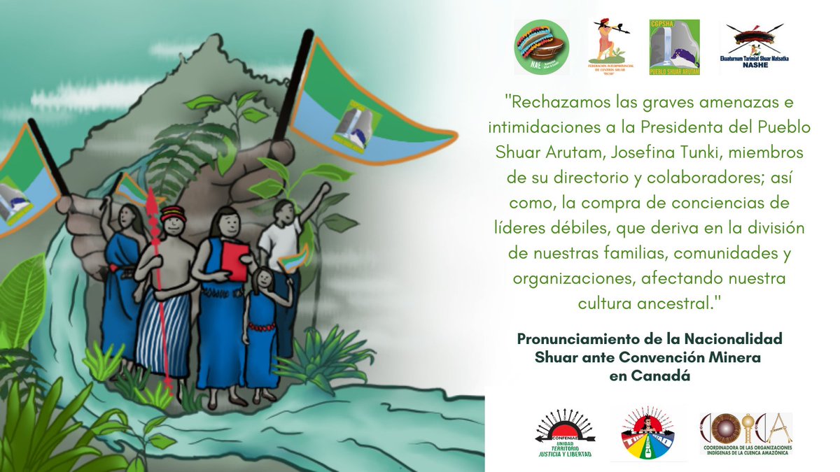 SofiaJarrin's tweet photo. Pueblo Shuar Arutam @cgpsha1 y la Internacional de @SindicalPublico denunciaron al Estado ecuatoriano ante la @OITAndina por el incumplimiento del #Convenio169 al permitir el ingreso de @SolarisResource en su territorio.
#PDAC2021 #PDACImpune #PSHAYaDecidió #DisruptPDAC https://t.co/xjyKB4oHxW