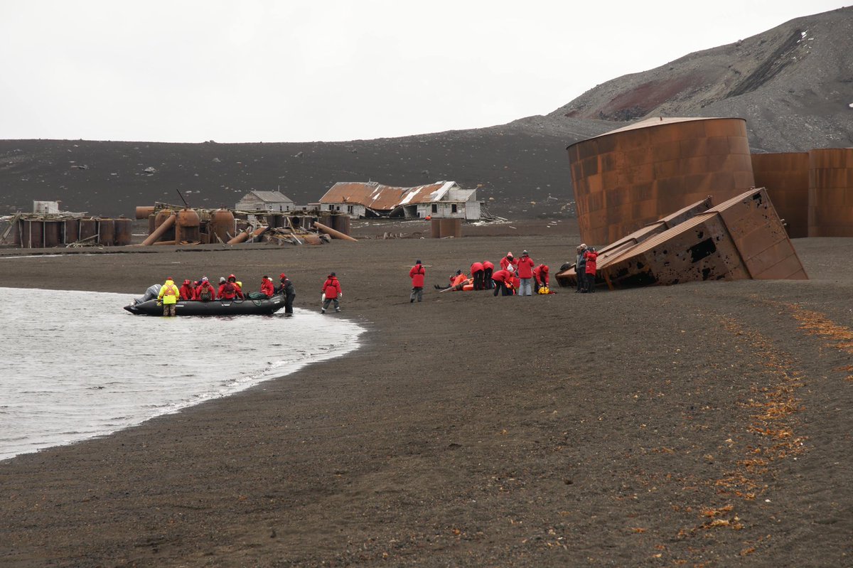 mikeabz's tweet photo. Sarah Aufret as Expedition Leader on my first landing in Antarctica. We lost Sarah 2 yrs ago today in the Ethiopian Airlines crash. She was due to talk @ UN Environment Confirm in Nairobi on plastic waste in the oceans. She is such a huge loss. Worldwide #CleanUpForSarah in June https://t.co/0NFnqPgTEw