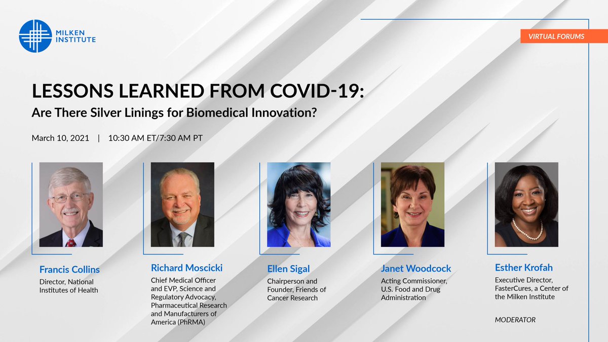 Pleased to moderate a fantastic discussion today with leaders across biomedical innovation on the lessons learned from COVID 19 to move into the future.
