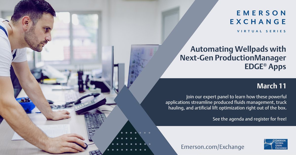 Emerson_ETS's tweet photo. Looking to standardize on a consistent set of practices to optimize your oil &amp; gas production processes? Tune in tomorrow to learn more during our FREE Emerson Exchange Virtual Series. Register now! https://t.co/flsb61XyT4 https://t.co/SlNAkUkN2S