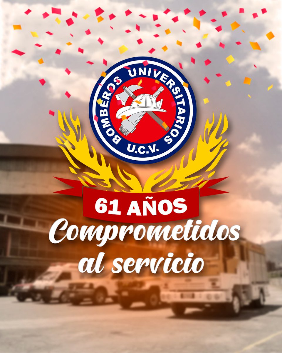 BomberosUCV's tweet photo. ¡Bomberos UCV cumple hoy 61 años!

Años de abnegación en los cuales hemos estado al servicio de la comunidad con el esfuerzo de cada universitario que ha conformado nuestra Institución.

Nuestro compromiso con el servicio continúa diariamente👩‍🚒👨‍🚒🚒🔥 https://t.co/zWt0SYBcEX