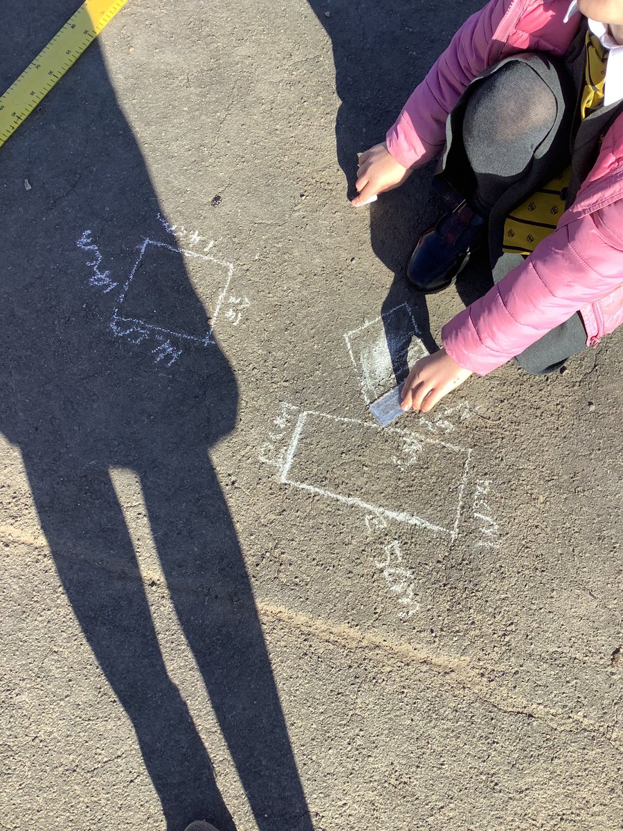 MissPhi13953382's tweet photo. Yesterday we took advantage of the sun and took our lesson outside- children were drawing their own shapes and measuring the perimeters in ‘cm’ then they went round the playground measuring shapes in ‘cm &amp; m’. ⭐️🌳 https://t.co/05x3CeM4qn