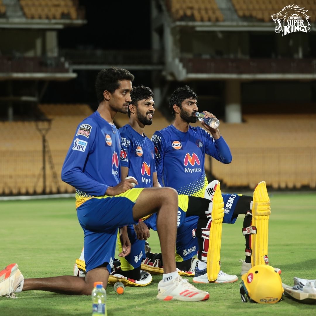 Moonu super sparks lighting up the #Anbuden! #WhistlePodu #Yellove 💛🦁 <a href="/saik_99/">Sai Kishore</a> <a href="/Ruutu1331/">Ruturaj Gaikwad</a> <a href="/Jagadeesan_200/">Jagadeesan</a>