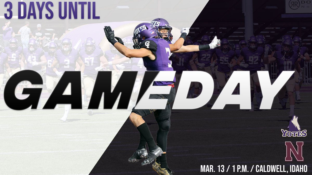 College of Idaho Athletics (@yoteathletics) on Twitter photo 3 days until <a href="/YotesFootball/">College of Idaho Football</a>! Per the Frontier Conference spectator policy, no fans will be admitted. The game will be carried live on the Yotes Digital Network. portal.stretchinternet.com/yoteathletics/ 3 days until <a href="/YotesFootball/">College of Idaho Football</a>! Per the Frontier Conference spectator policy, no fans will be admitted. The game will be carried live on the Yotes Digital Network. portal.stretchinternet.com/yoteathletics/