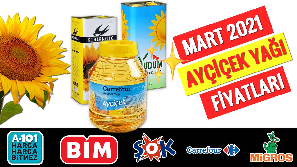 HerGunDua's tweet photo. MART 2021 AYÇİÇEK YAĞI FİYATLARI 🌻 EN UCUZ AYÇİÇEK YAĞI HANGİ MARKETTE https://t.co/0p5ysGHqJY @YouTube aracılığıyla https://t.co/3njMLF7pmm