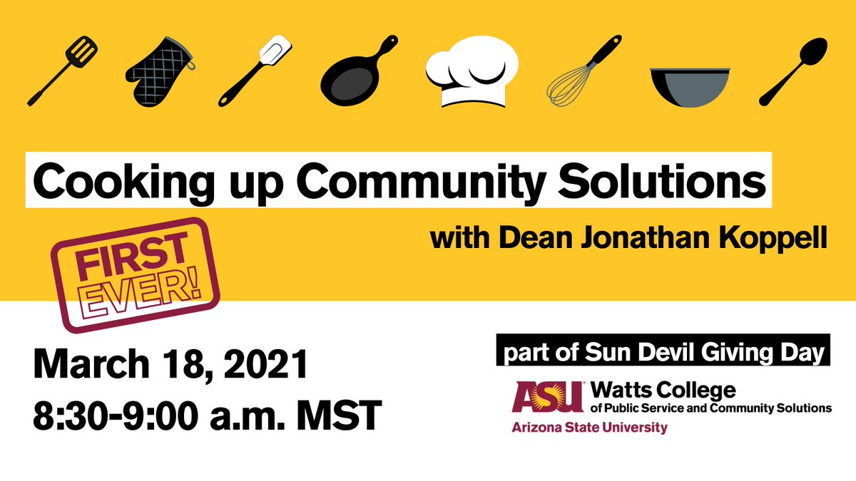 You’ve heard of Gordon Ramsay. You’ve heard of Guy Fieri. Now, you’ll be introduced to chef @Jonathan Koppell! Dean Koppell will be flipping flapjacks and cooking up community solutions this #SunDevilGiving Day. Save the date for March 18 & join the fun! https://t.co/8PXprlH9Bi