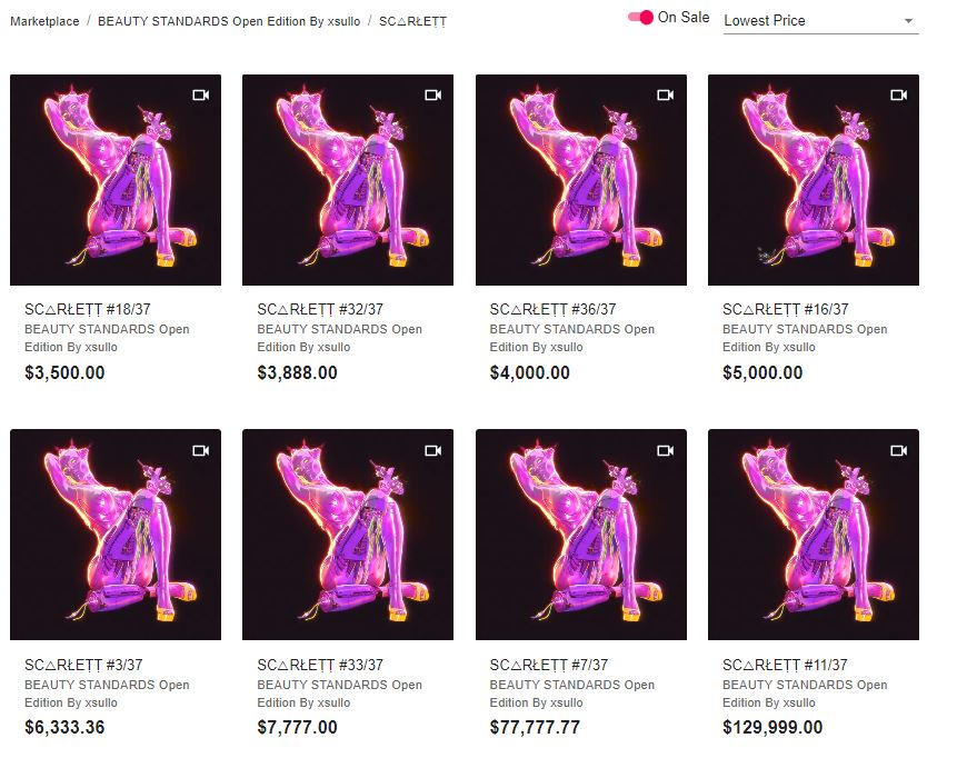 Just sold ṾẸR△ #22 #25 /39 &amp; CH△ℕEL #10/30 on the secondary market.  The lowest On Sale price for the entire collection is $3,500 for SC△RŁEṬṬ <a href="/niftygateway/">Nifty Gateway Studio</a> 

niftygateway.com/collections/xs…