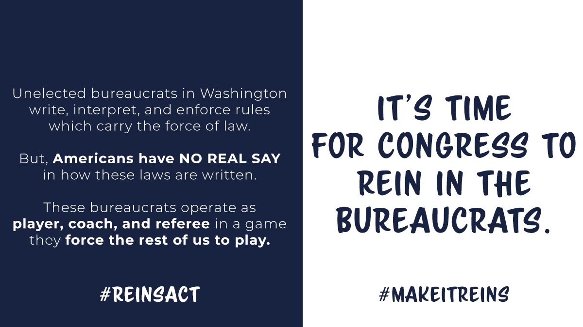 RepNancyMace's tweet image. Our Founders gave Congress - the People's elected representatives - the power to write laws we live under. 

Now, unelected &amp;amp; unaccountable bureaucrats write most of them.

It's time for Congress to do its job. It's time to PASS the #REINSAct. #MakeItREINS bit.ly/30wT2bC