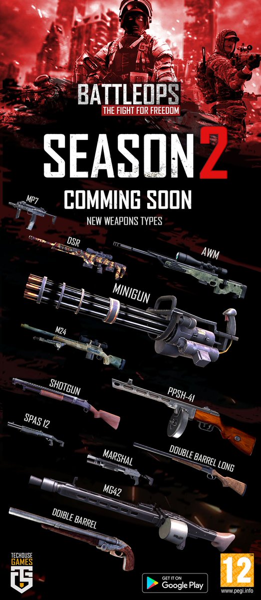 TechouseG's tweet photo. *** ALERT ***

Get Ready for the upcoming update of Season 2 which includes new #exciting Multiplayer Maps, New game modes, And a whole new pack of amazing #Weapons and skins.

Download now :
https://t.co/Fl2NFxm8fC

#techouse #battleops #videogames #mobilegames https://t.co/BSiQK4cH20