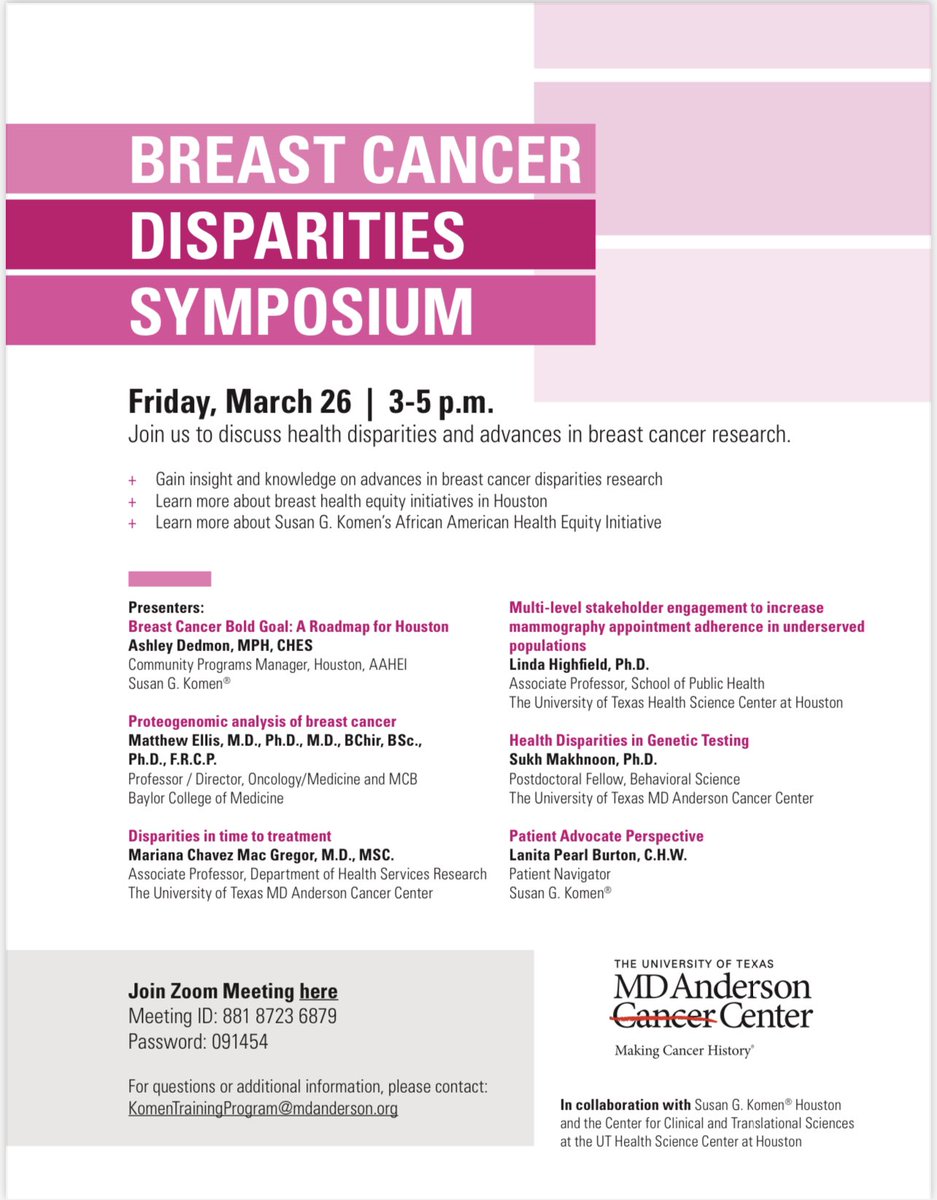 Lorna H. McNeill PhD (@mcneill_dr) on Twitter photo Mark your calendar - March 26th at 3pm, youāre in for a treat! #endcancer #breastcancerdisparities <a href="/MDAndersonNews/">MD Anderson Cancer Center</a> Mark your calendar - March 26th at 3pm, youāre in for a treat! #endcancer #breastcancerdisparities <a href="/MDAndersonNews/">MD Anderson Cancer Center</a>