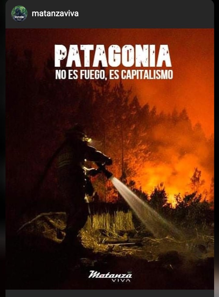 MatanzaViva's tweet photo. #PATAGONIA NO ES FUEGO ES #CAPITALISMO
una poesía q nos llega desde el sur bajo llamas
Somos un pequeño brote en el Piltriquitron! d PIE!
Tamb somos el fuego 
q nos arde en el alma,
La llama del corazón solidario
Y la angustia q quema y nos pone a prueba
https://t.co/z2DfWE0nPF https://t.co/HrPFpyPPvA
